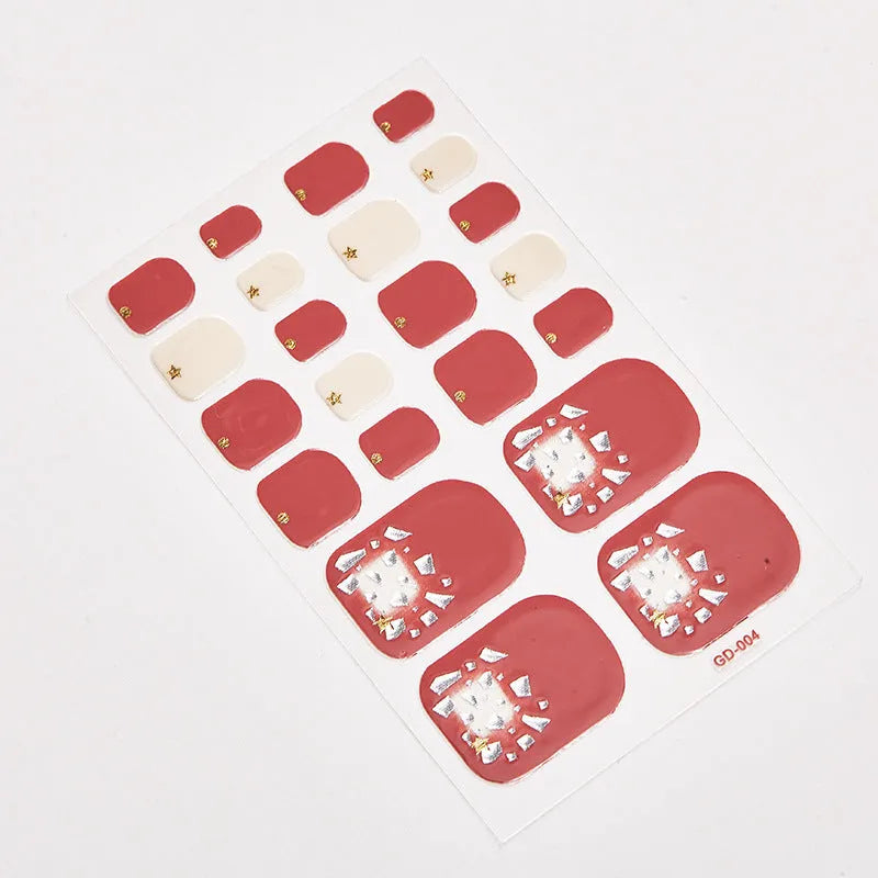 Waterproof foot nail stickers 22 small stickers in 14 tips colour GD001
