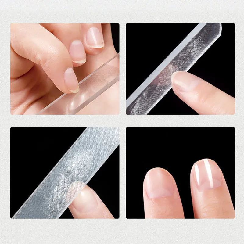 Transparent nano glass nail file 9 x 1.3 x 0.2 cm for physical nail polishing without polish