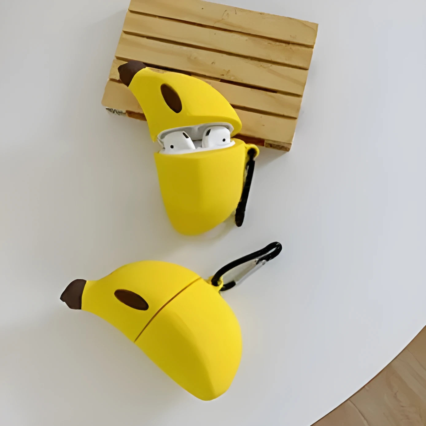 Yellow banana design silicone protective cover for Apple AirPods Pro wireless headphones