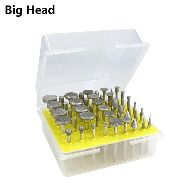 Alloy grinding head set with elliptical cone emery heads for glass jade stone carving
