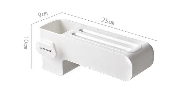 Modern white plastic kitchen knife storage rack with seven slots for organising cutlery