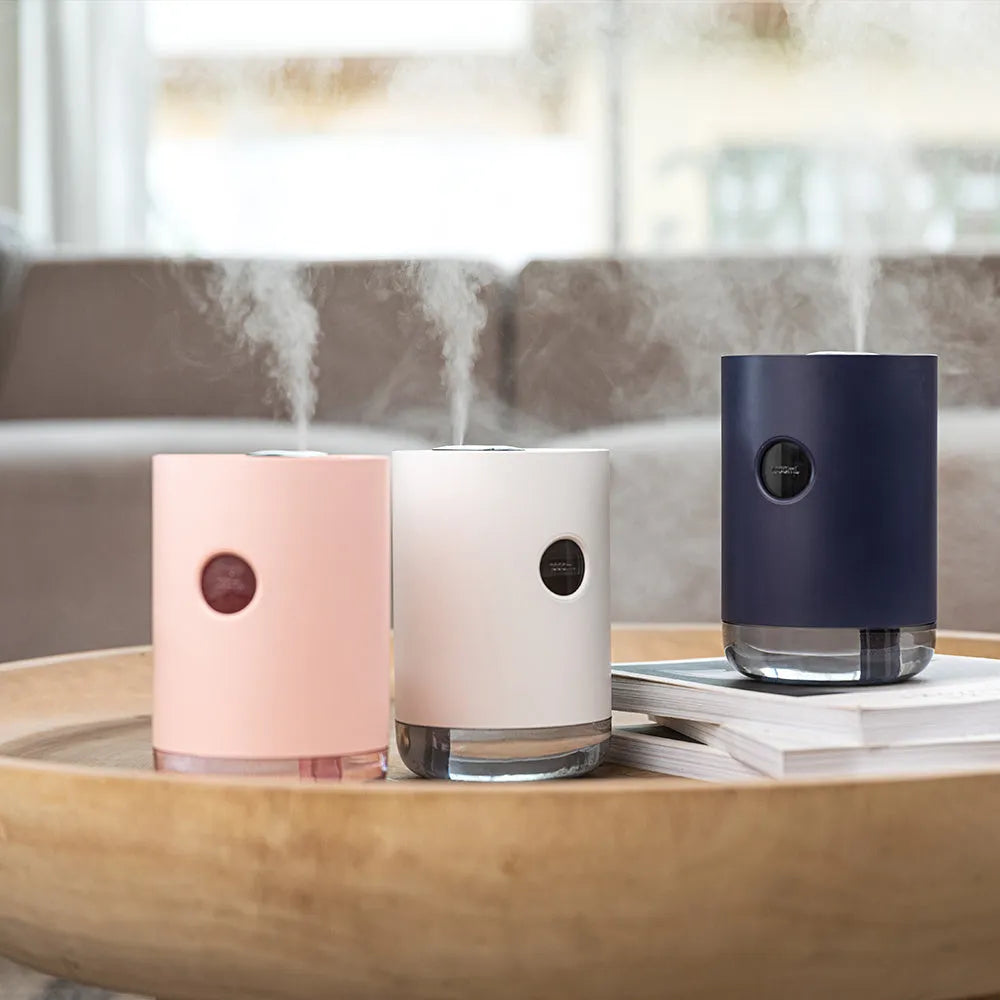 Wireless USB humidifier in white with water tank for small rooms under 10 square metres