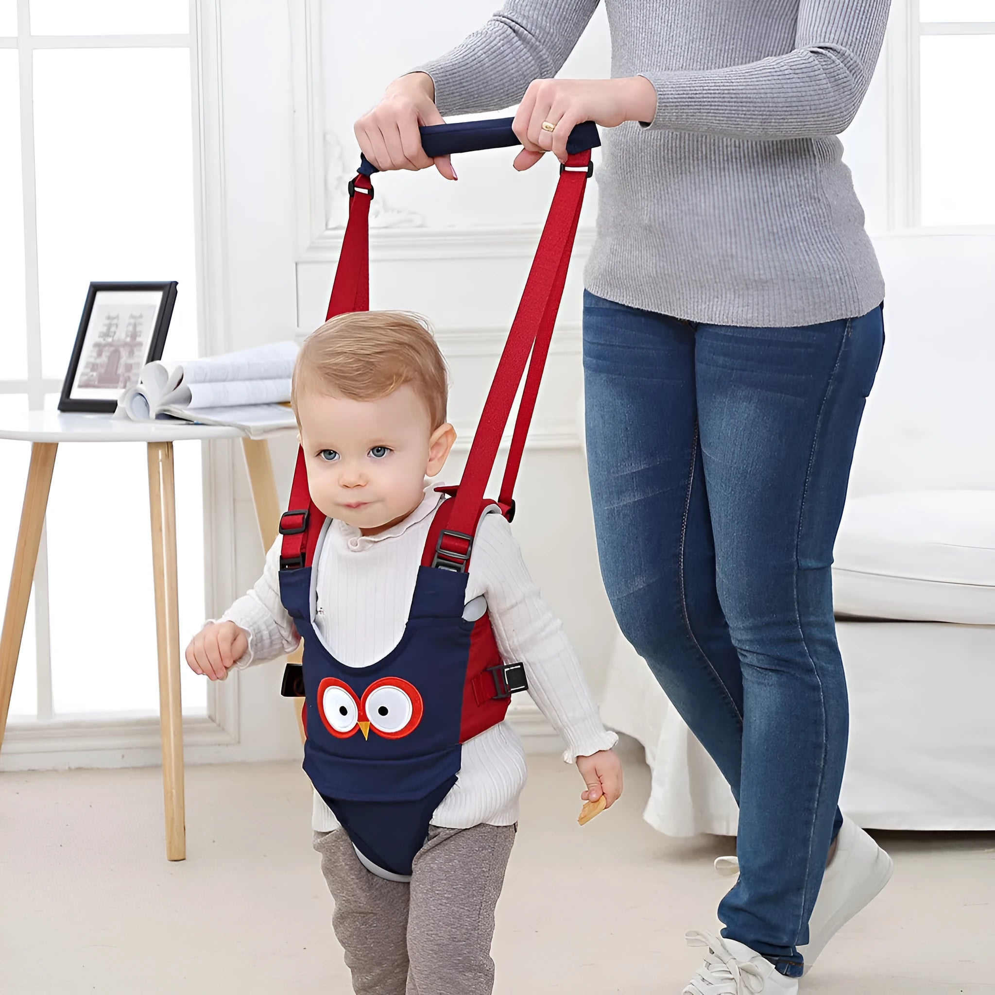 Baby walking harness belt in cotton with multiple colour options for toddler walking practice