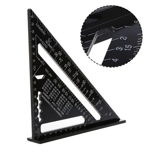 Aluminium alloy woodworking measuring square with triangle ruler design showing 90 degree angle