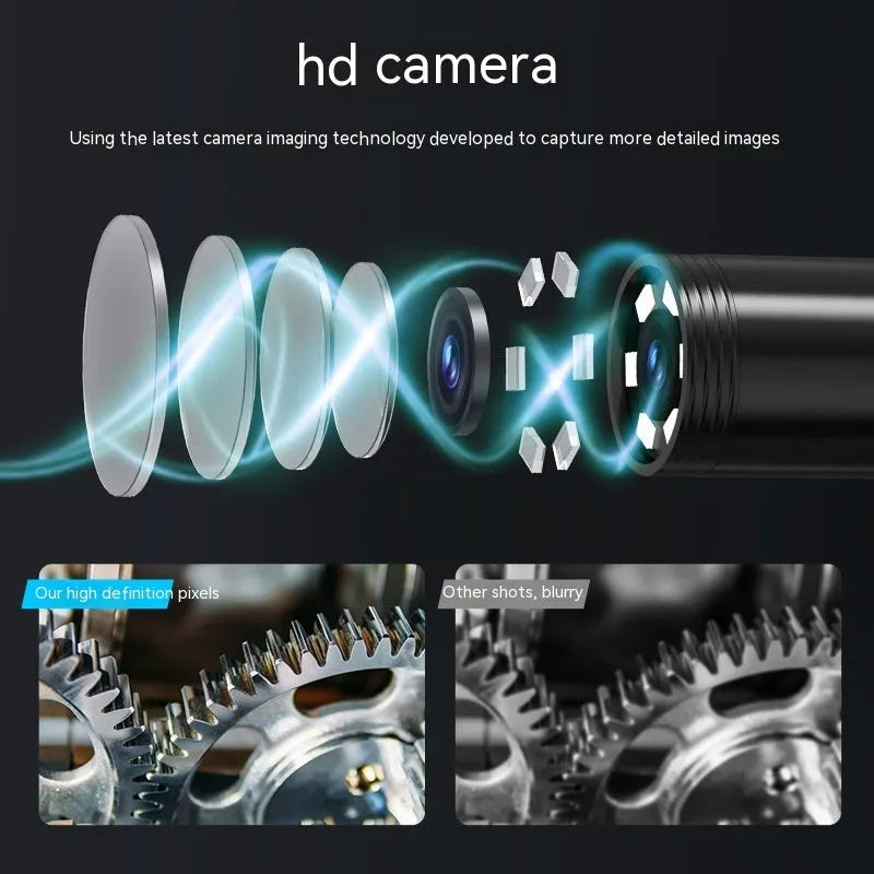 Waterproof HD inspection camera with 8mm diameter probe and multiple cable length options