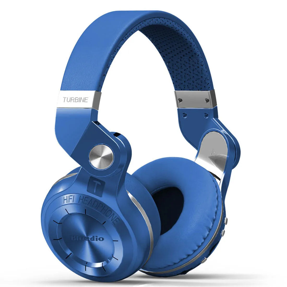 Black Bluetooth headset folded and inserted into its rectangular card-style storage plug-in.