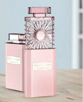 Pink rechargeable perfume fan with USB charging port and 1200mAh battery