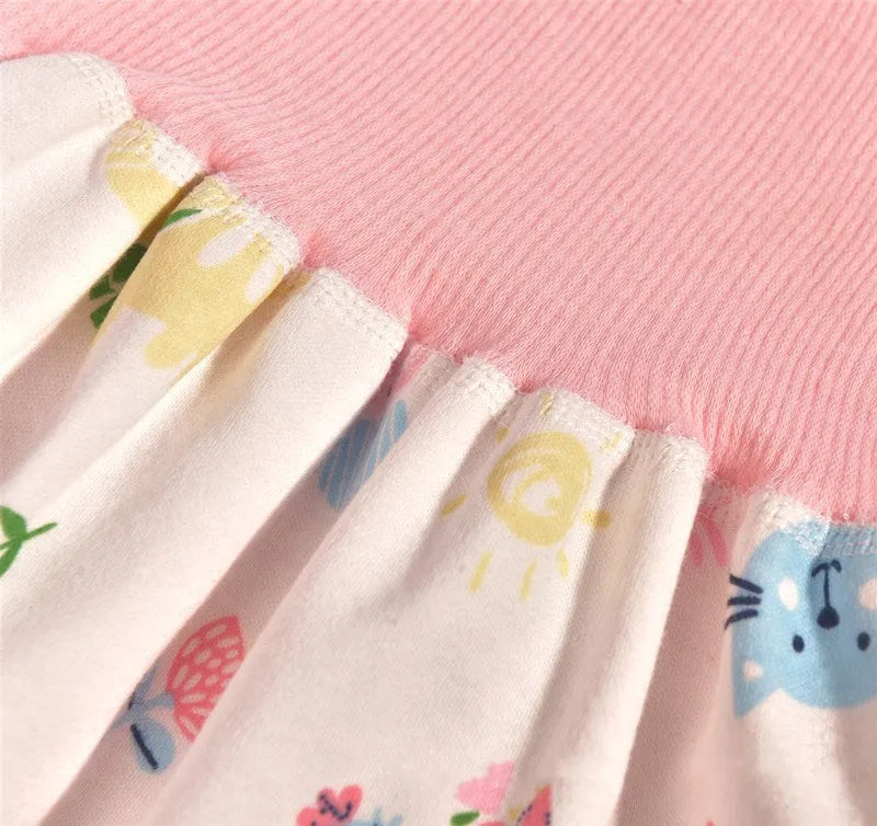 High waist baby diaper training pants in cotton bamboo fabric with cartoon print, showing wide elastic band.