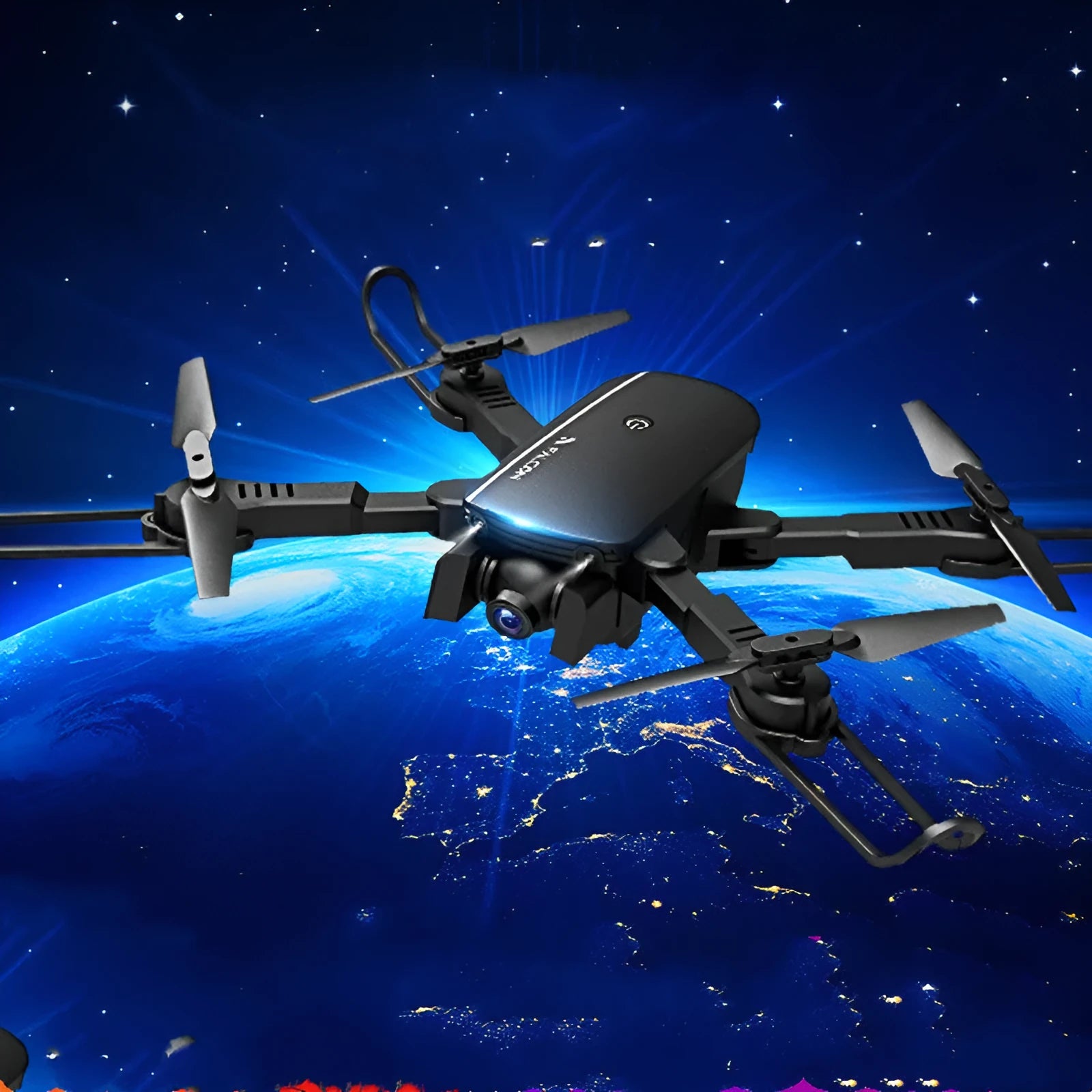 4K HD professional remote control quadcopter in black with four rotors