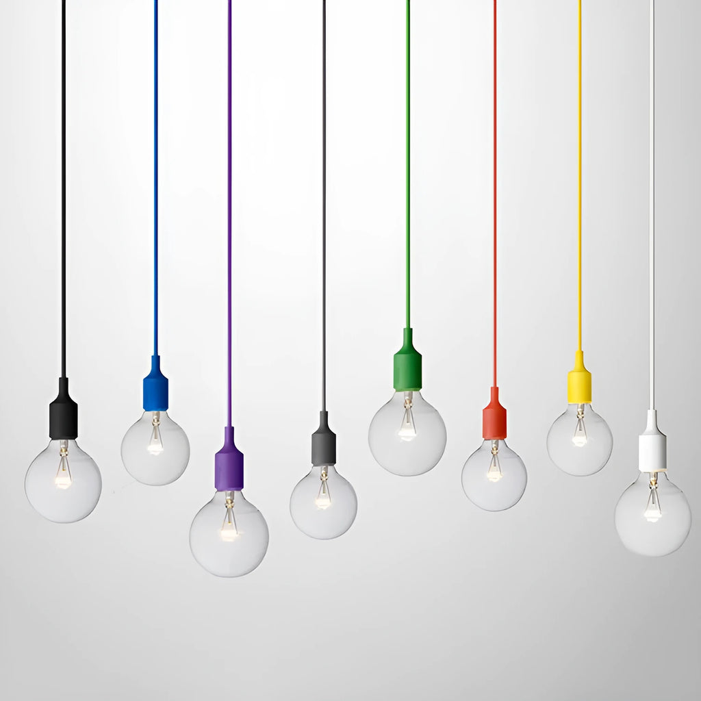 Coloured silicone ceiling light socket holder with E26/E27 base and 50cm wire