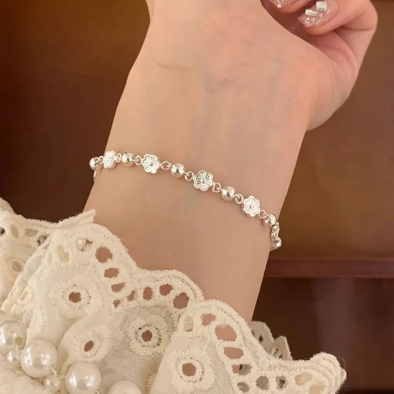 Women's alloy butterfly peach blossom bracelet with geometric rose motif and peach heart chain