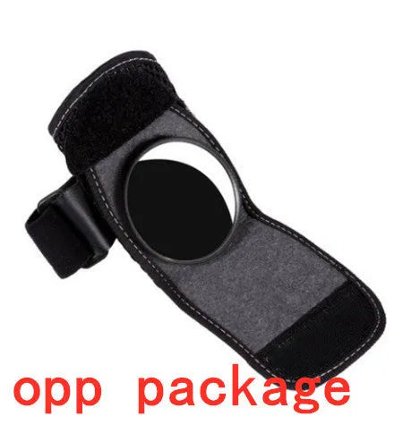 Bicycle rear view mirror on arm strap with wide-angle convex lens, black colour, 5 cm mirror diameter