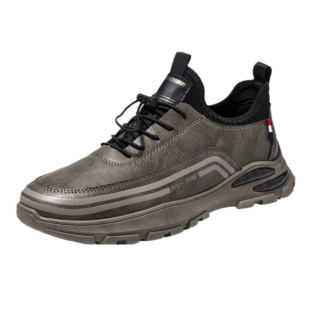 Men's black fleece-lined waterproof sneakers with synthetic leather upper and rubber sole