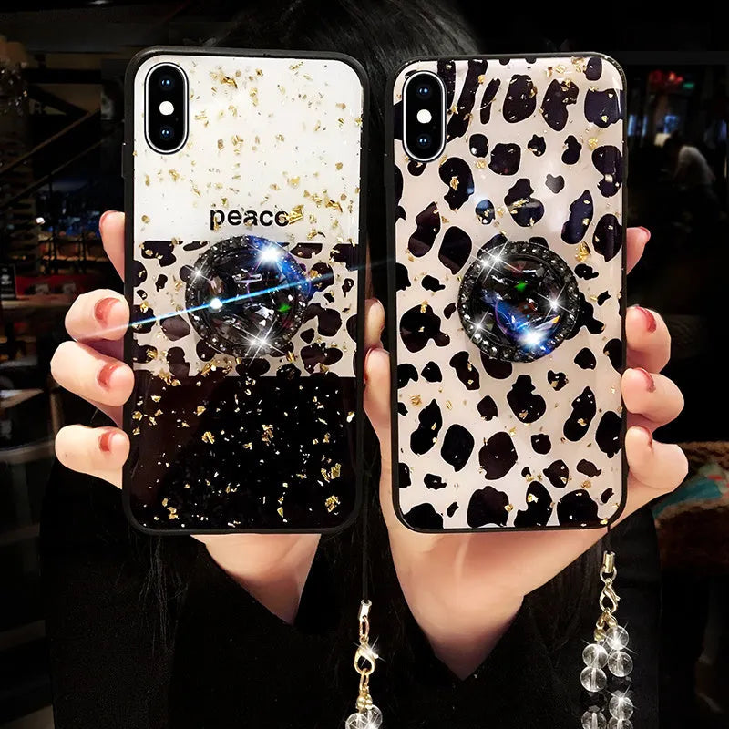 TPU mobile phone case with leopard print pattern for Samsung Galaxy and Apple iPhone models