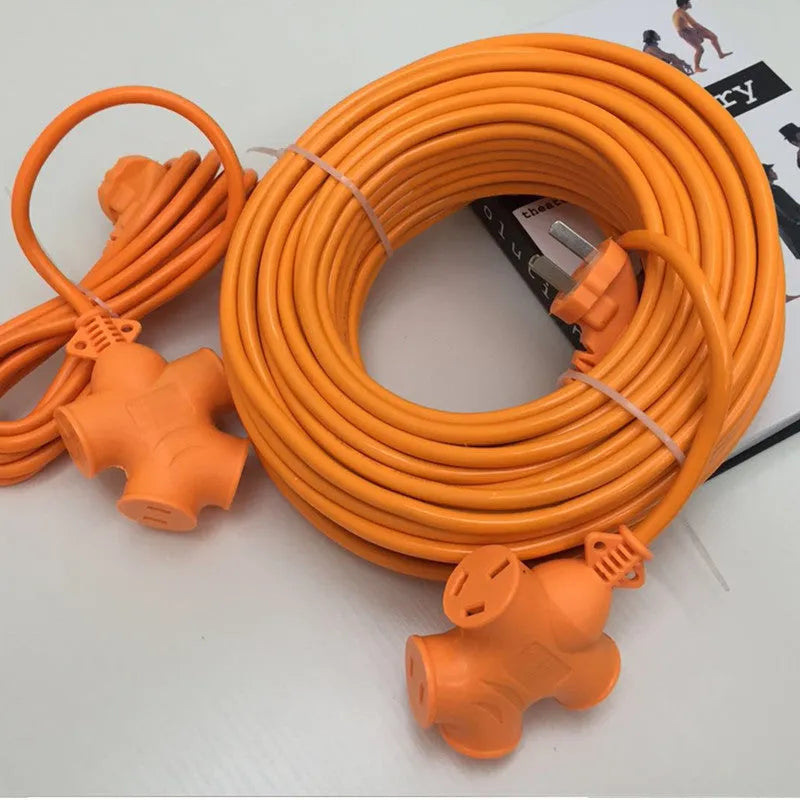 High-power flip-flop socket extension lead with multiple sockets, 2200W 10A, white body with anti-slip plug
