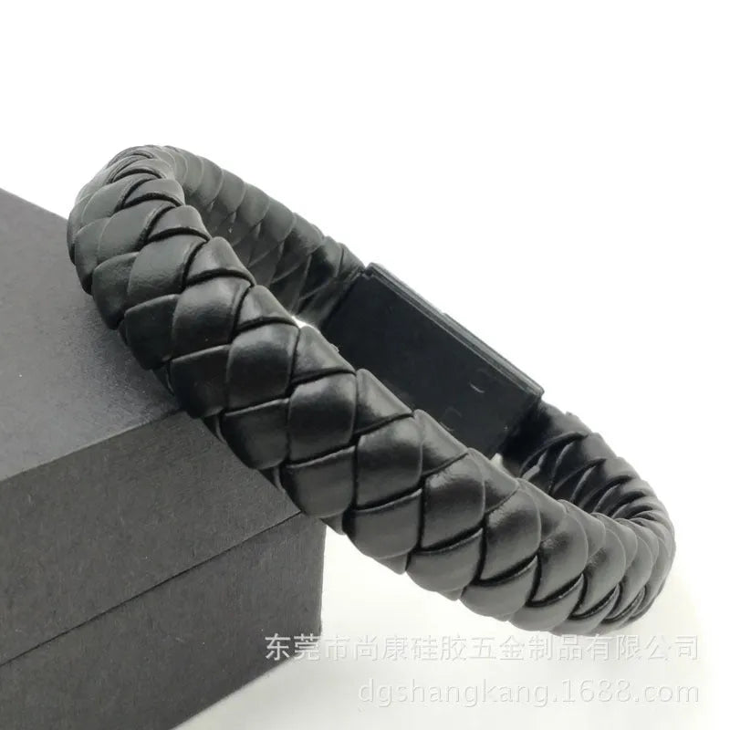Leather woven data cable bracelet with USB Micro USB 8PIN, 22cm 24cm, black dark blue coffee gold red white