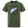 Humorous Hippotenuse Opposite Adjacent printed design on a loose fit cotton t-shirt.