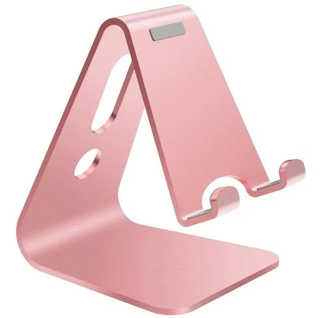 Aluminium alloy universal phone holder in black, red, rose gold, and silver colours