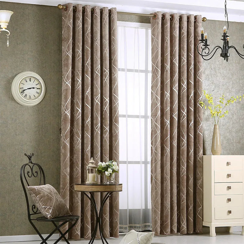 A single panel of modern solid colour chenille blackout curtain, measuring 1 metre by 2.7 metres, in a grey shade.