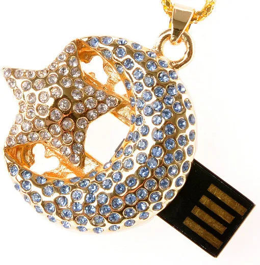 Silver Jewelry Xingyue metal USB flash drive with USB Type-A connector on a plain background.