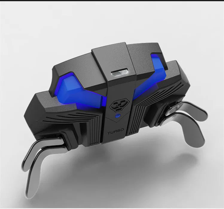 Black PS4 controller back button attachment with two extra buttons and a long cable connected.