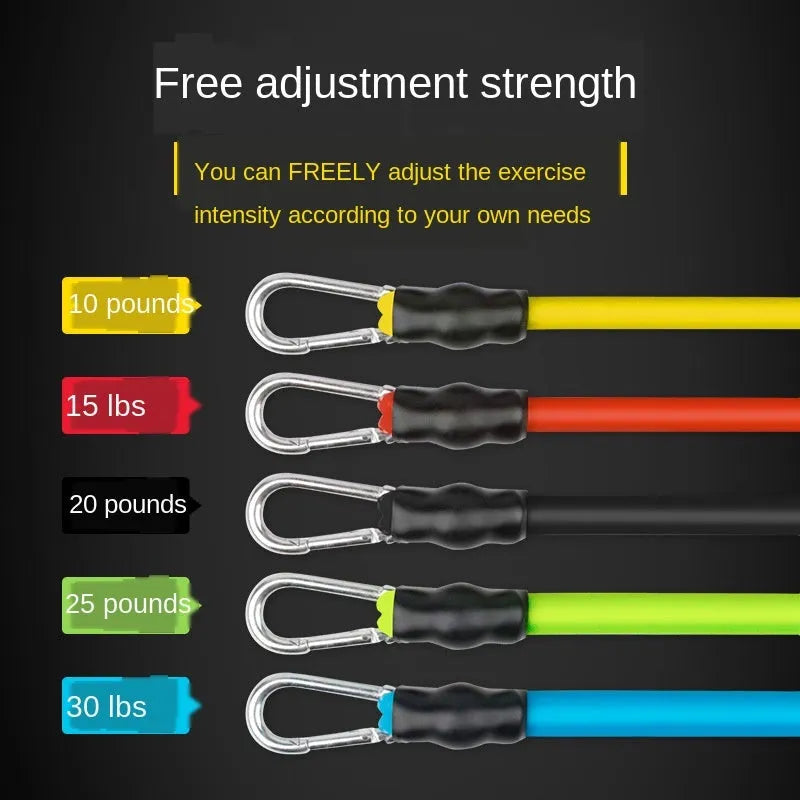 Home squat strength training equipment set with adjustable 100lb TPE pedal tensioner in black colour