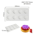 Round silicone cake mould with bubble tower pattern showing 8 raised decorative bubbles