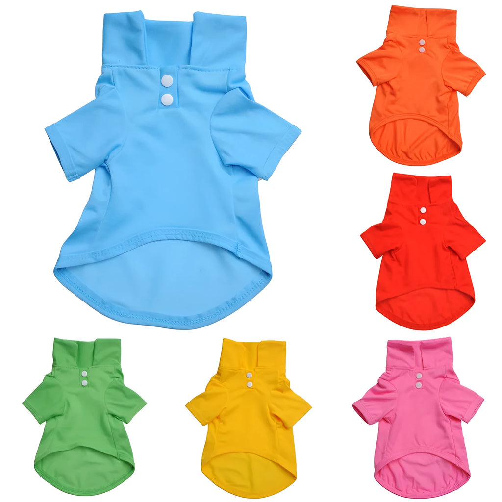 Dog polo shirt with lapel collar in solid colour, cotton blend, sizes XS to XL