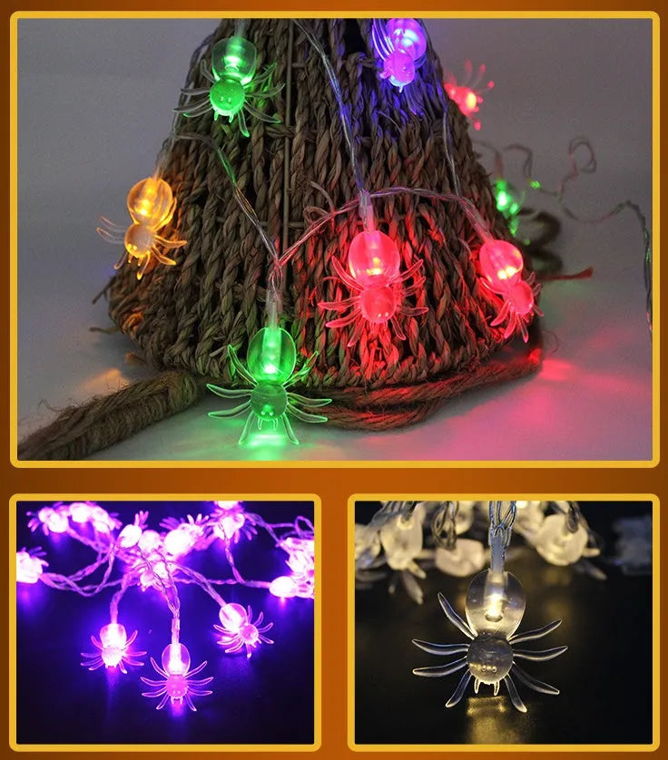 Halloween LED string lights with pumpkin and ghost decorations on 1.2 metre waterproof battery-powered string