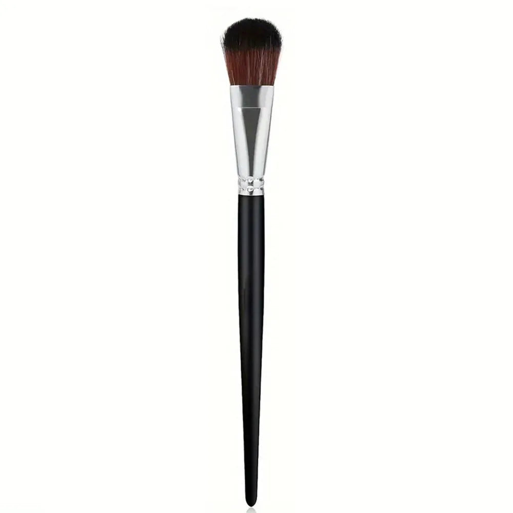 Children's nylon oil painting brush with wood handle, single curved wire tip, black colour