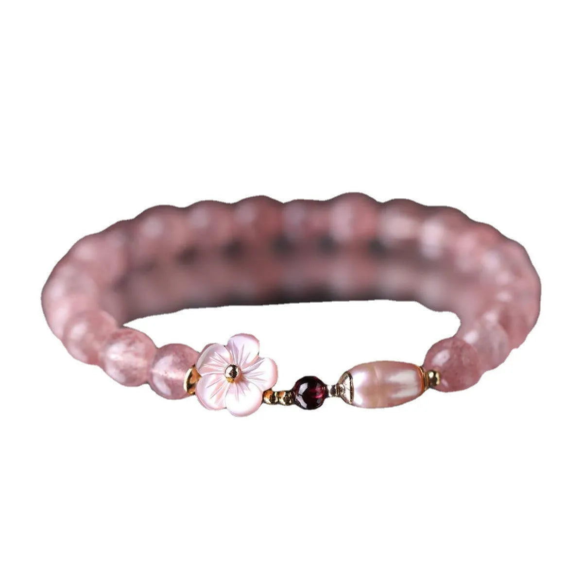 Strawberry quartz peach blossom bracelet floral design crystal jewellery for women