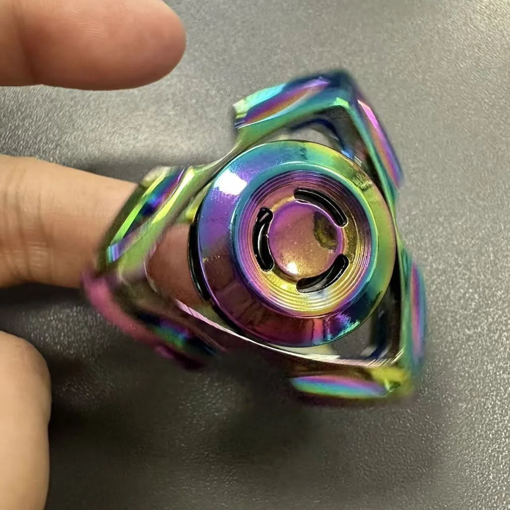 Alloy metal fingertip decompression gyro toy in silver and colourful finishes