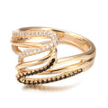 Women's copper ring with micro-inlaid zircon details in colour WK2230, shown on a hand.