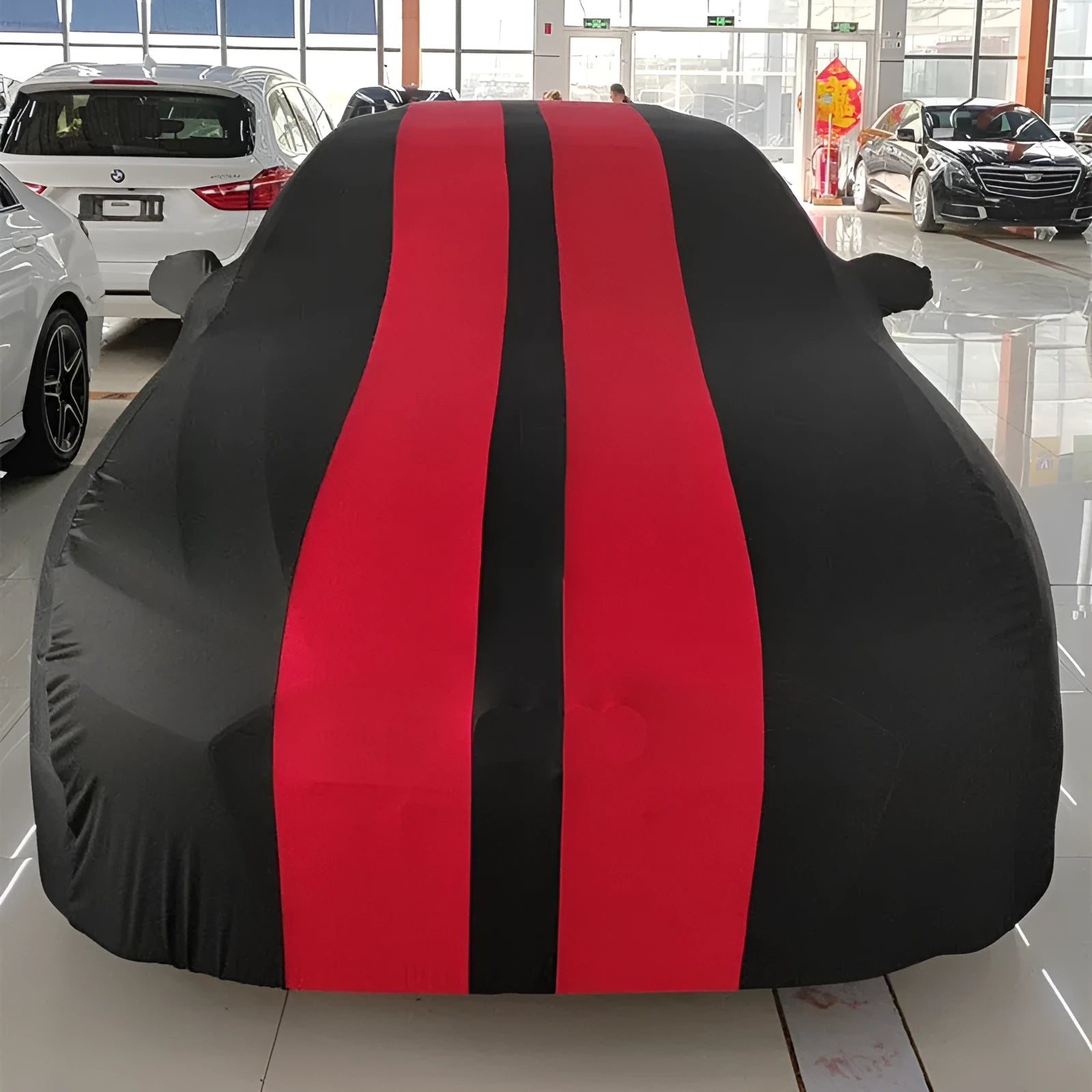 Elastic car cover for Ford Mustang vehicle in multiple colour options