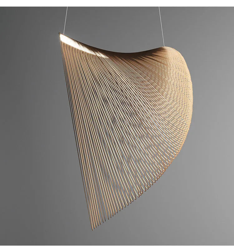 Wood LED pendant light with PMMA lampshade in 40cm, 60cm, or 80cm for dining room or bar table