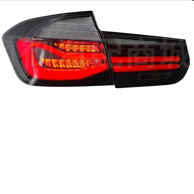 BMW 3 Series replacement car taillight assembly with streamer LED running light design in red or smoked black finish