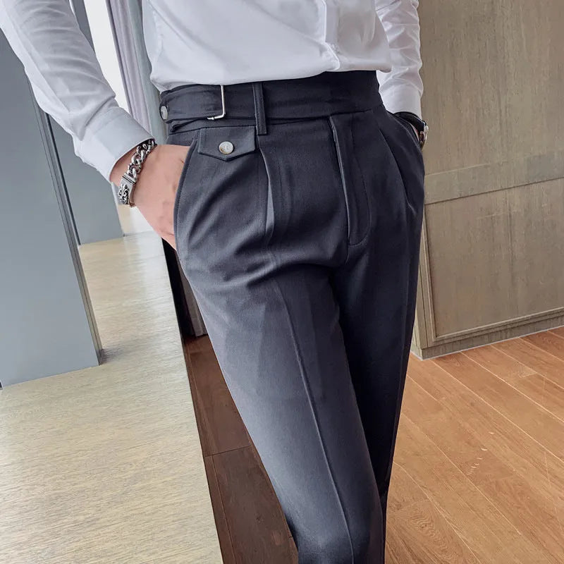 Men's straight-leg casual trousers in polyester available in multiple colours and sizes 29-36