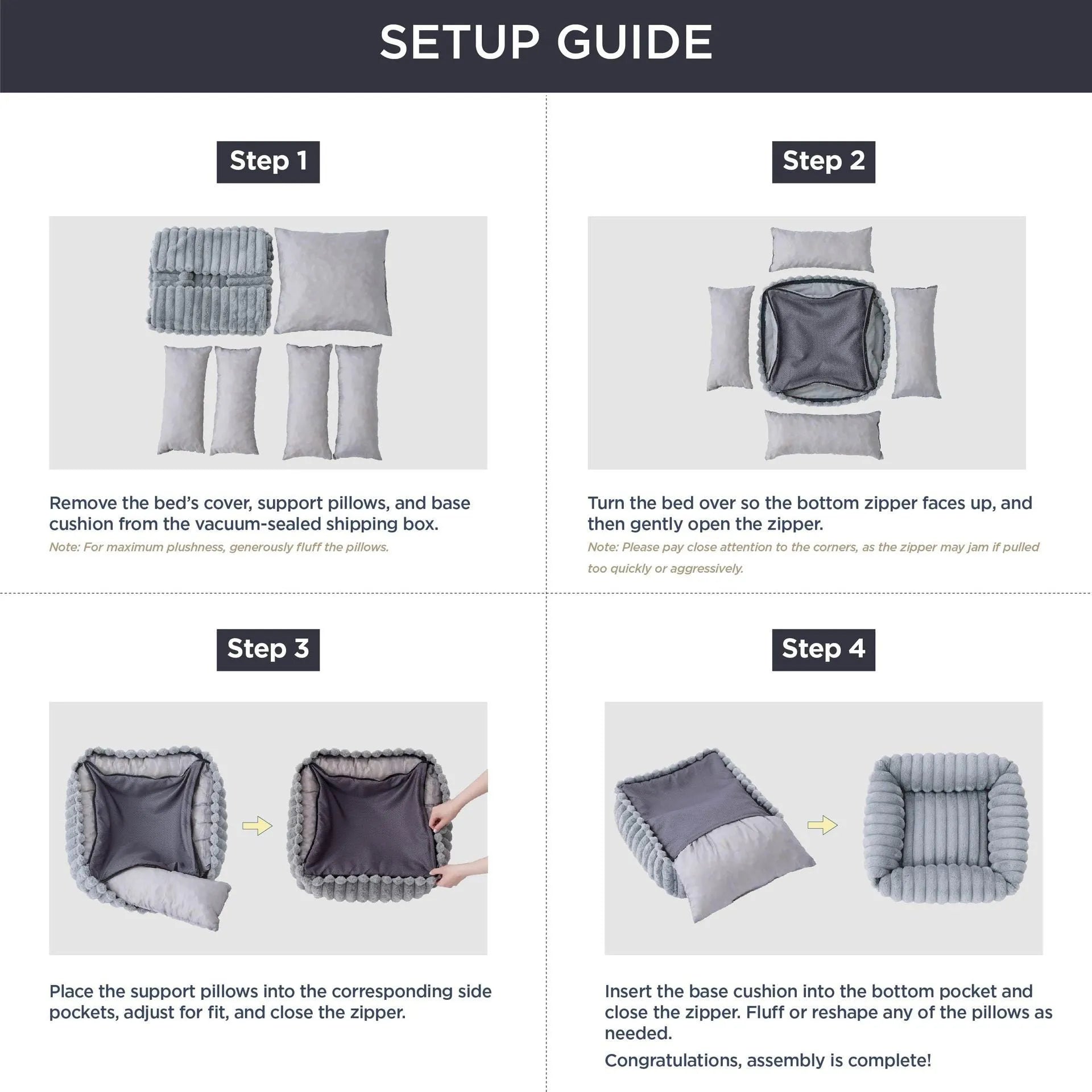 Beige plush pet bed with raised bolster sides for cats and dogs, shown in a home setting.