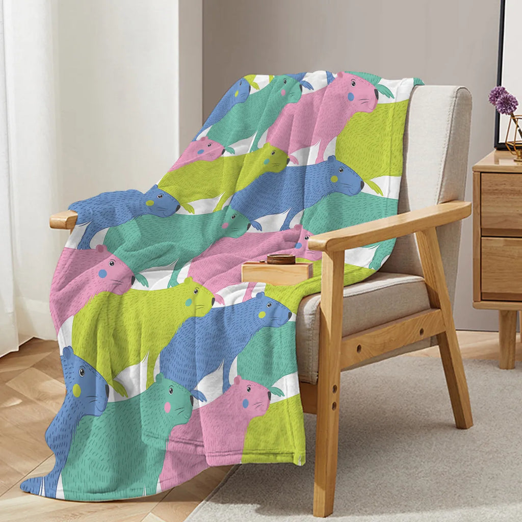 Pink flannel blanket with cartoon dolphin and pet theme pattern, 130x150cm size, soft throw