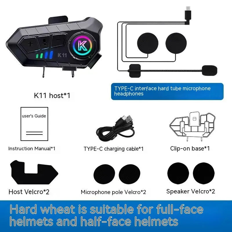 Black motorcycle helmet Bluetooth headset with microphone showing 85mm by 35mm dimensions