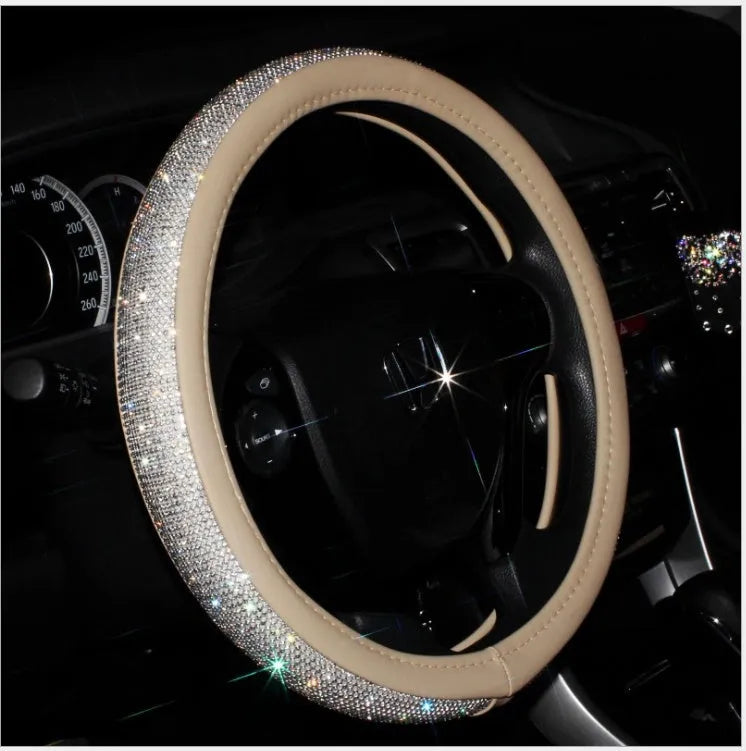 Car steering wheel handle set in PU leather with anti-slip design for 38cm steering wheels, multiple colours