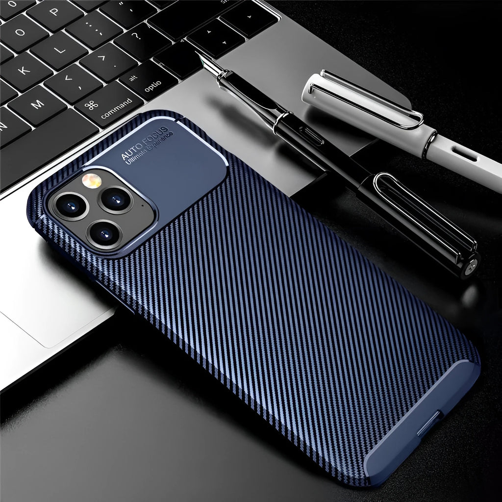 Silicone iPhone protective case in black, blue, and brown colours for iPhone 12 and other models