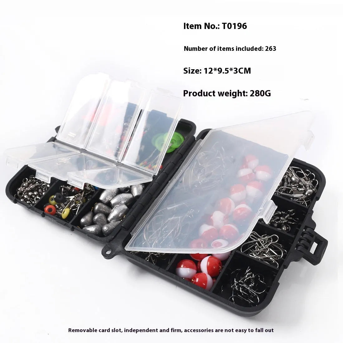 263-piece copper tube sinker fishing accessories set in orange and white with stainless steel and plastic parts