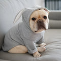 Dog sweater in light grey or pink, spring and autumn pet clothing, sizes S to 3XL with bust and back length measurements
