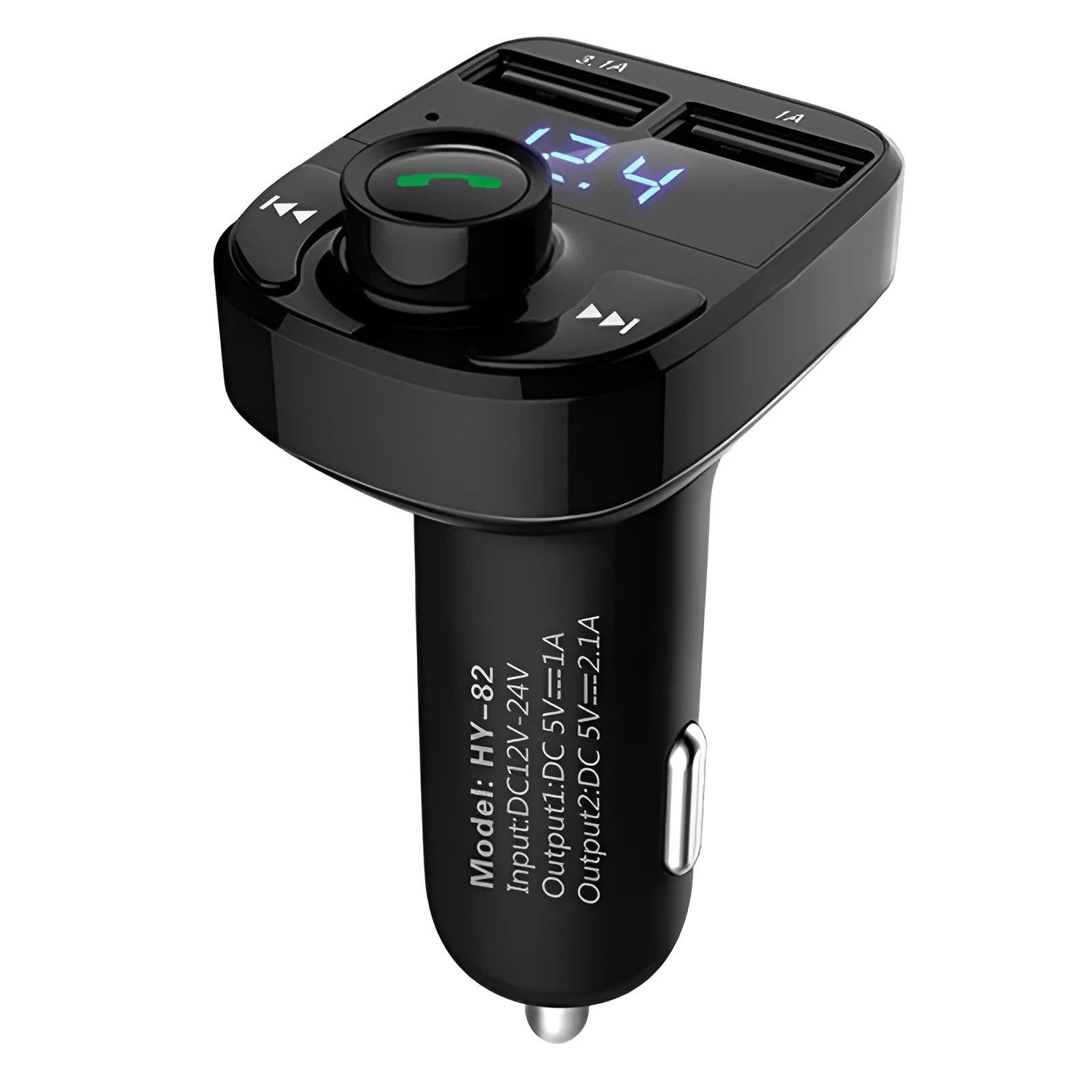 Car MP3 Bluetooth audio player with LED screen and dual USB charger for handsfree calling