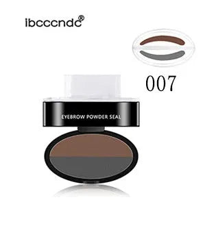 Eyebrow powder stamp kit with 10 colour options including dark brown and light brown shades for natural brows