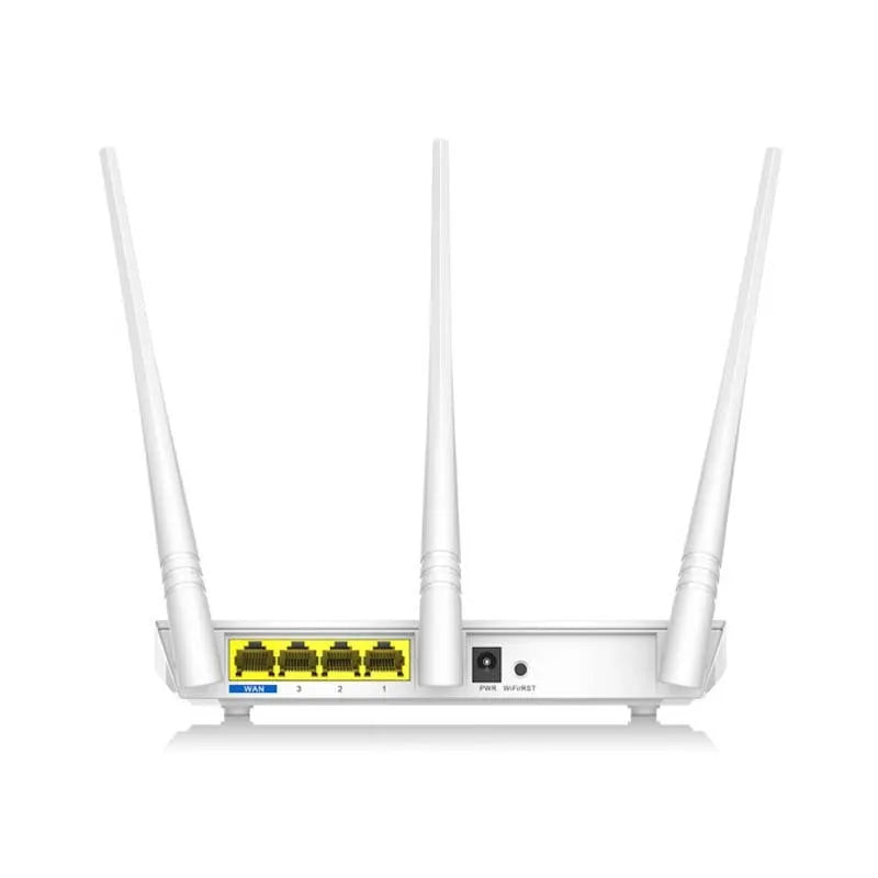 White wireless router with dual-band 2.4GHz and 5GHz support for home broadband.