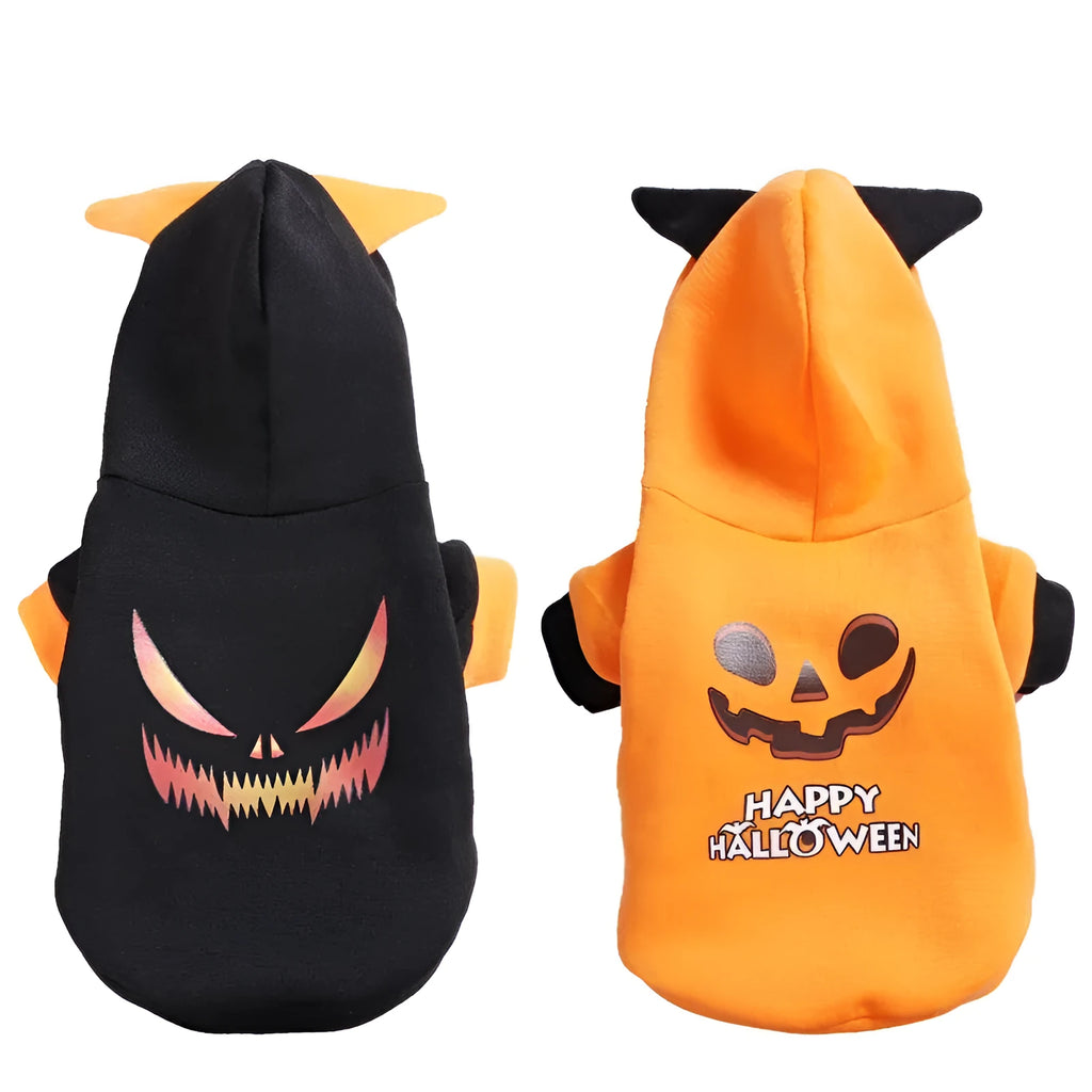 Black cotton adjustable pet sweater for dogs and cats with fleece lining, side view