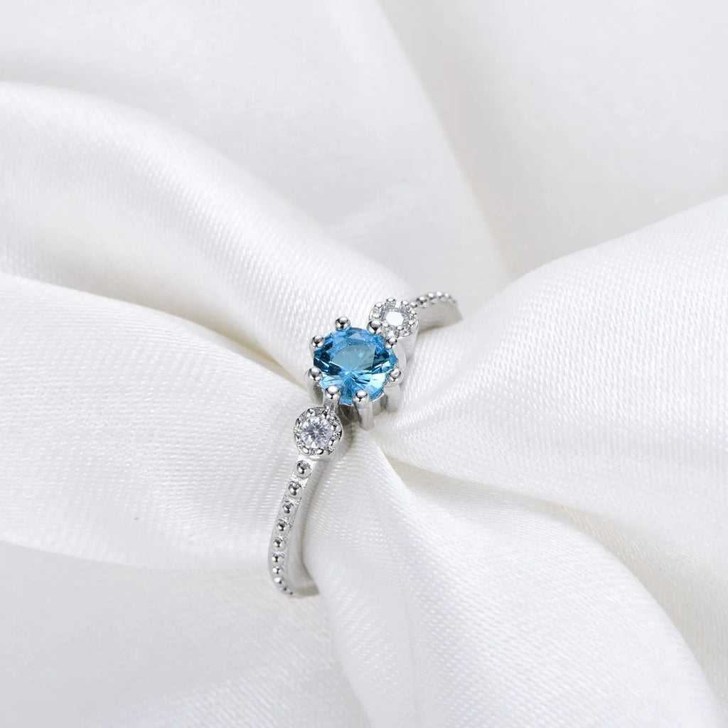 ROMAD ocean blue rhinestone ring women gold silver alloy simple bohemian finger ring on finger