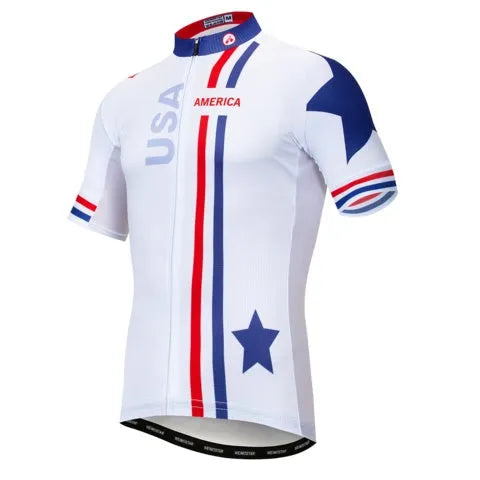 Men's long sleeve cycling jersey in Coolmax polyester fabric for quick-dry summer riding